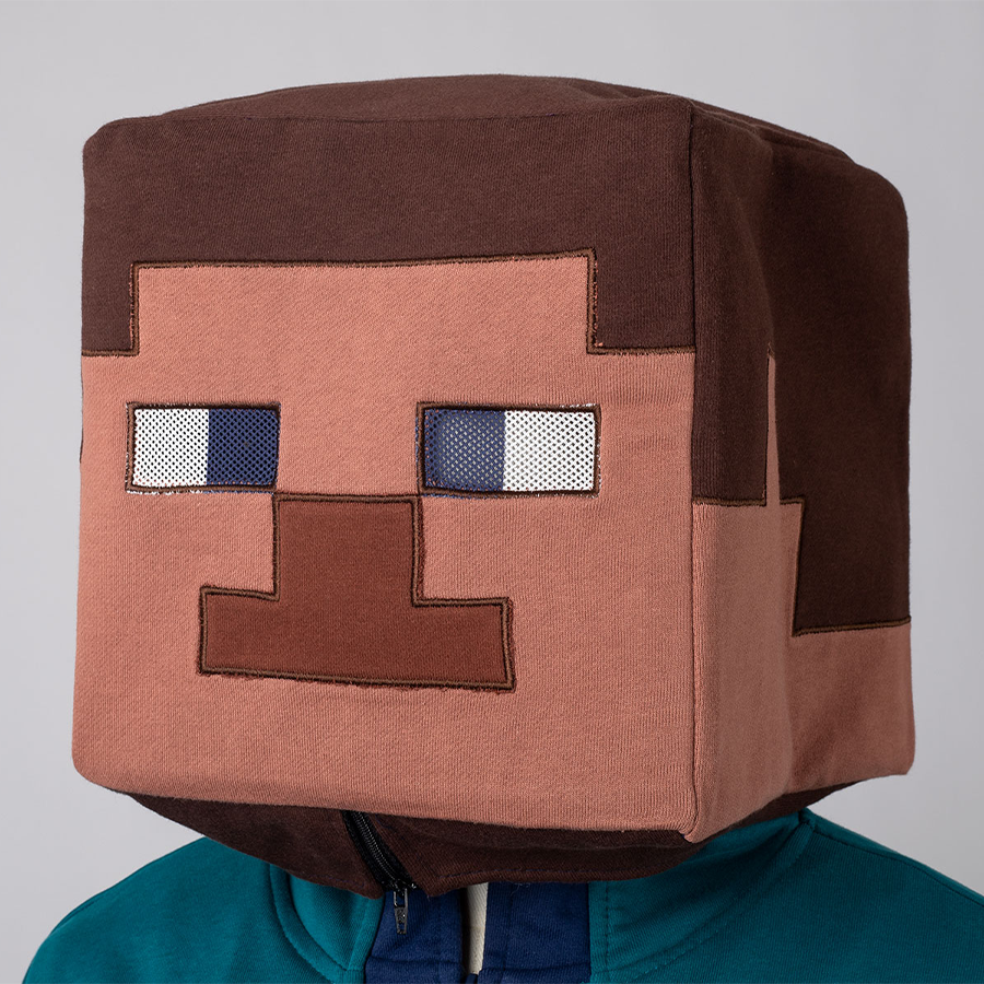 COSFUN Original Cosplay Steve Square Headgear, brown and skin tone, front view