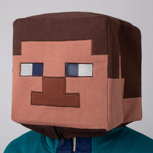 COSFUN Original Cosplay Steve Square Headgear, brown and skin tone, front view