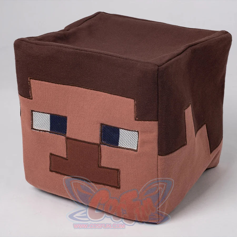 COSFUN Original Cosplay Steve Square Headgear, brown and skin tone with blue, side view