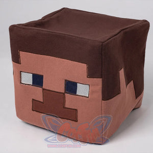 COSFUN Original Cosplay Steve Square Headgear, brown and skin tone with blue, side view