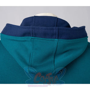 COSFUN Original Cosplay Steve Hoodie, lack blue and deep blue color, back view