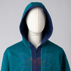 COSFUN Original Cosplay Steve Hoodie, lack blue and deep blue color with double zipper, front view