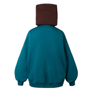COSFUN Original Cosplay Steve Hoodie, lack blue color with headgear, back view