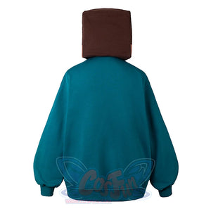 COSFUN Original Cosplay Steve Hoodie, lack blue color with headgear, back view