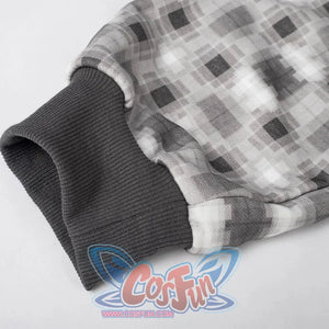 COSFUN Original Ender Dragon Cosplay Full Zip Hoodie sleeve, white and grey hoodie with ribbed cuffs