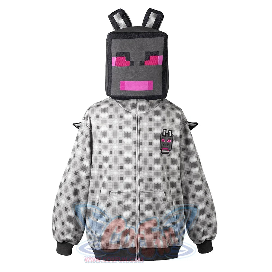 Full zip hoodie looks like Ender Gragon from Minecraft