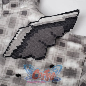 COSFUN Original Ender Dragon Cosplay Full Zip Hoodie, white and grey hoodie with wing shaped decorations on the back