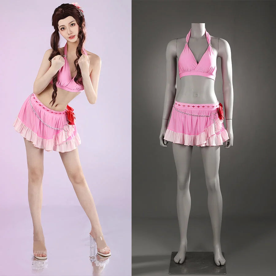 Final Fantasy Vii Rebirth Ff7R Aerith Gainsborough Cosplay Costume Swimsuit C08962 Costumes