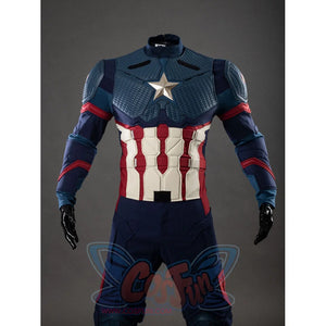 Full front view of Captain America cosplay armor set without head, showing all armor layers