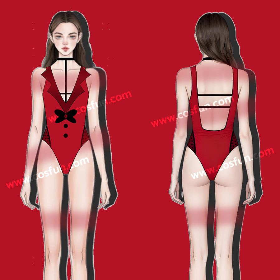 【CONFIRMATION】$3 Deposit = 12% OFF Coupon Hazbin Hotel Cosplay Charlie Red One-Piece Swimsuit