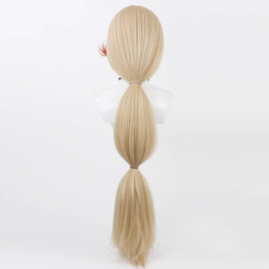 Hazbin Hotel Charlie Morningstar cosplay wig, back view of long blonde hair in pigtail style