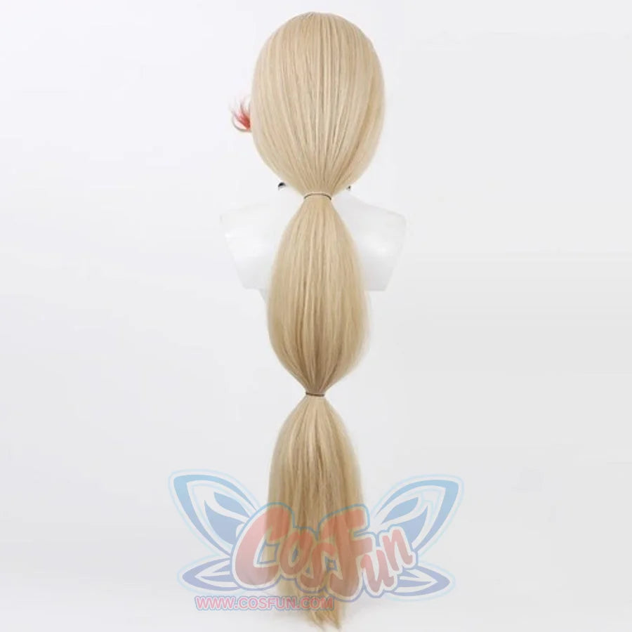 Hazbin Hotel Charlie Morningstar cosplay wig, back view of long blonde hair in pigtail style