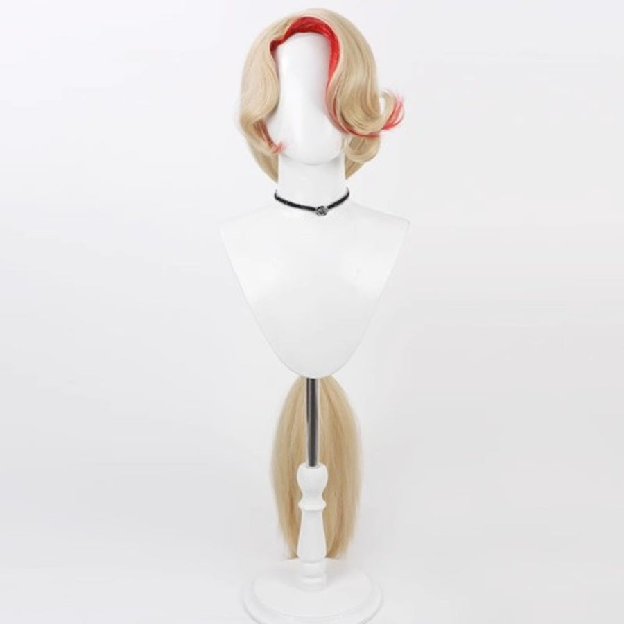 Hazbin Hotel Charlie Morningstar cosplay wig, long blonde highlighted with pink, front view
