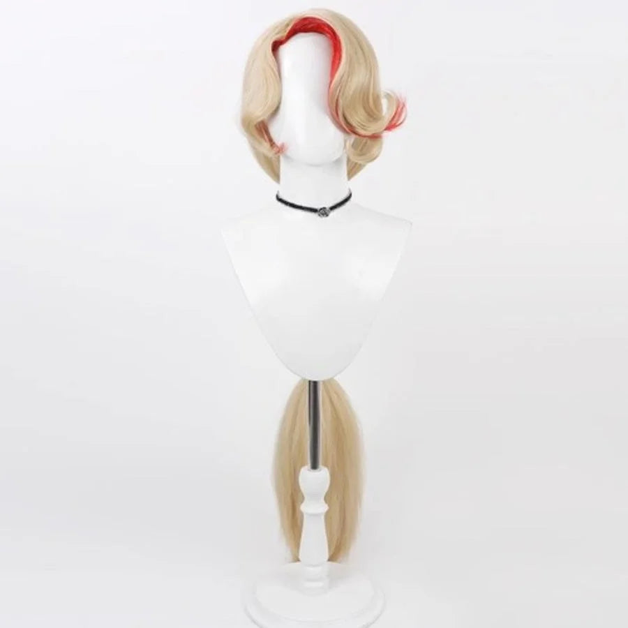 Hazbin Hotel Charlie Morningstar cosplay wig, long blonde highlighted with pink, front view