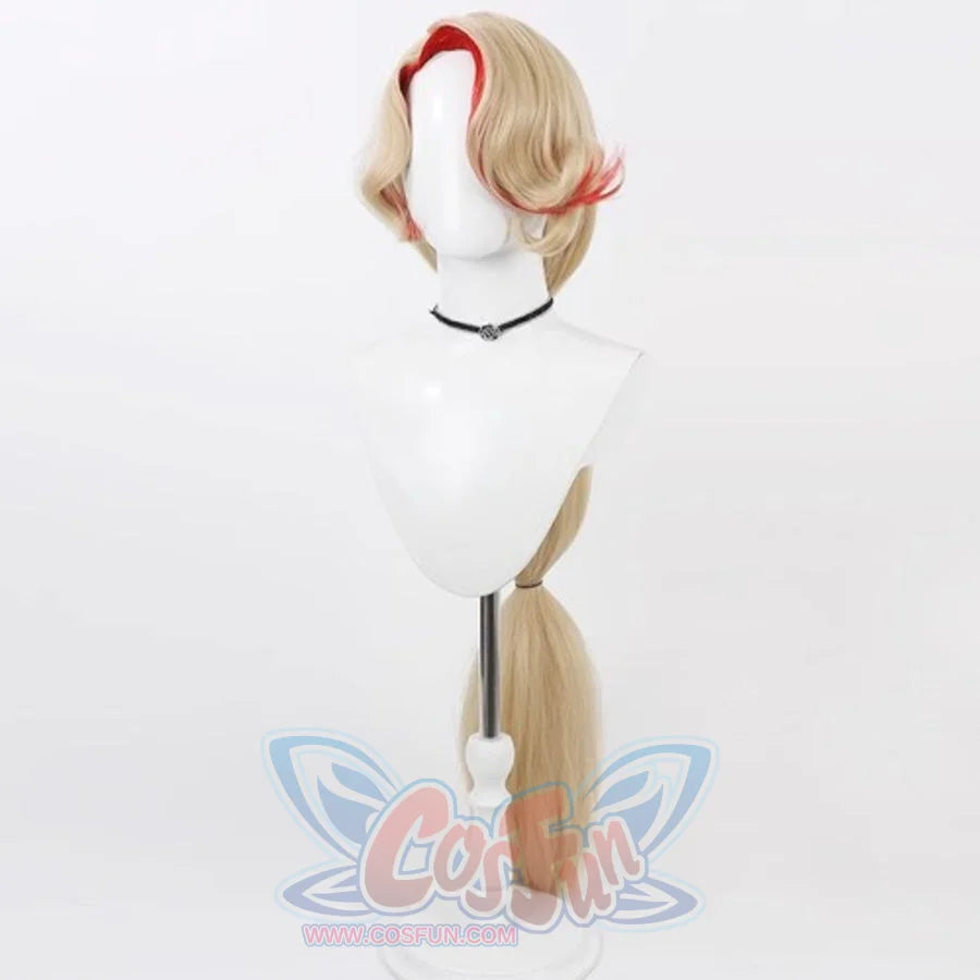 Hazbin Hotel Charlie Morningstar cosplay wig, long blonde highlighted with pink, front view