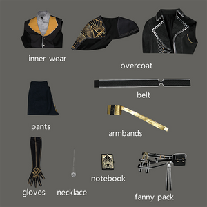 Clair Obscur: Expedition 33 Lune Cosplay Costume All Set, includes inner wear, overcoat, pants, belt, armbands, gloves, necklace, armbands, fanny pack.