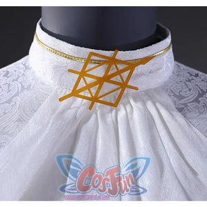 Clair Obscur: Expedition 33 Maelle Cosplay Costume Neck Ornament, the neckline is decorated with a gold brooch