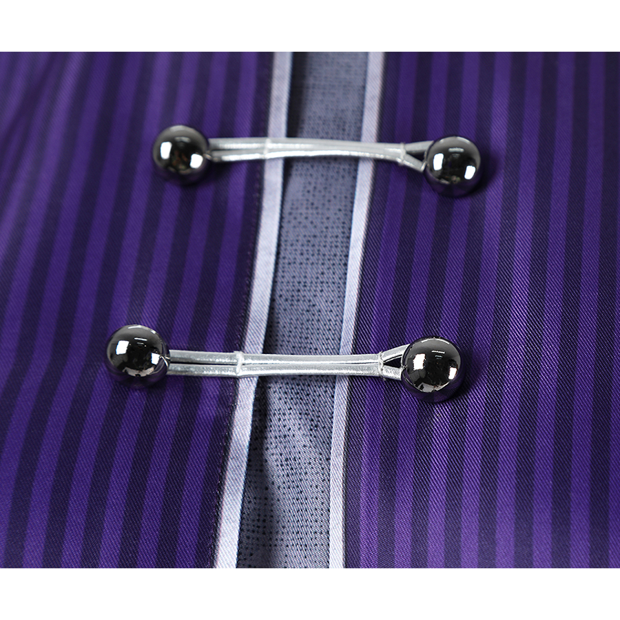 The buttons on the inner garment are metal snap buttons.