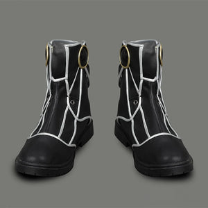 Verso Cosplay Boots, main color is black, appears to be matte PU leather, front view.
