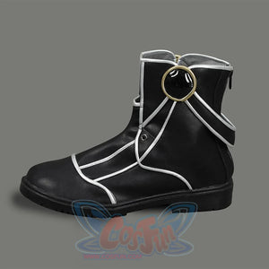 Verso cosplay boots are accented with silver piping that outlines the boot.