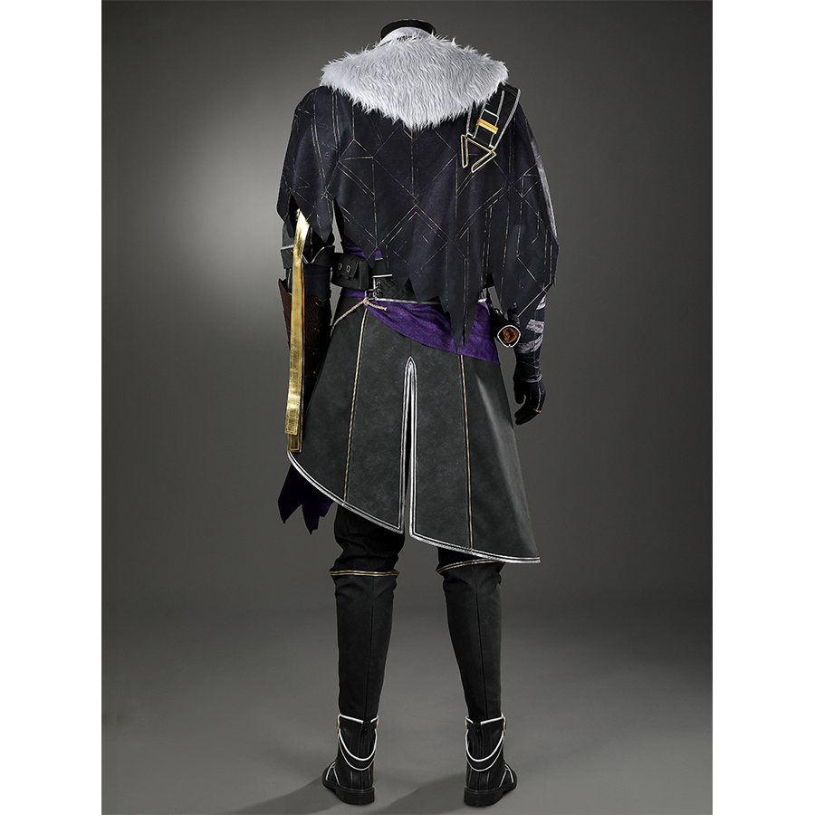 Clair Obscur: Expedition 33 Verso Cosplay Costume, black and purple outfit, front view.