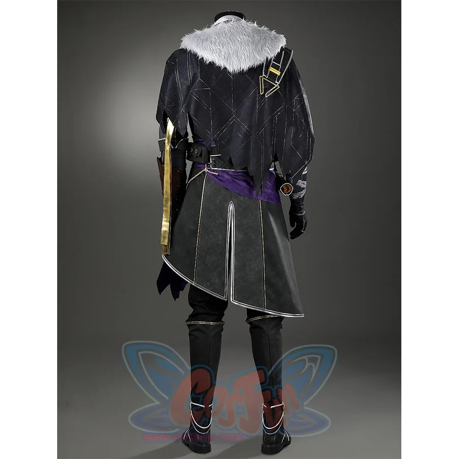 Clair Obscur: Expedition 33 Verso Cosplay Costume, black and purple outfit, front view.