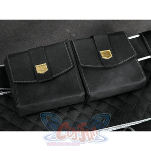 Clair Obscur: Expedition 33 Verso Cosplay Costume, close-up of belt group, showing two black bags.