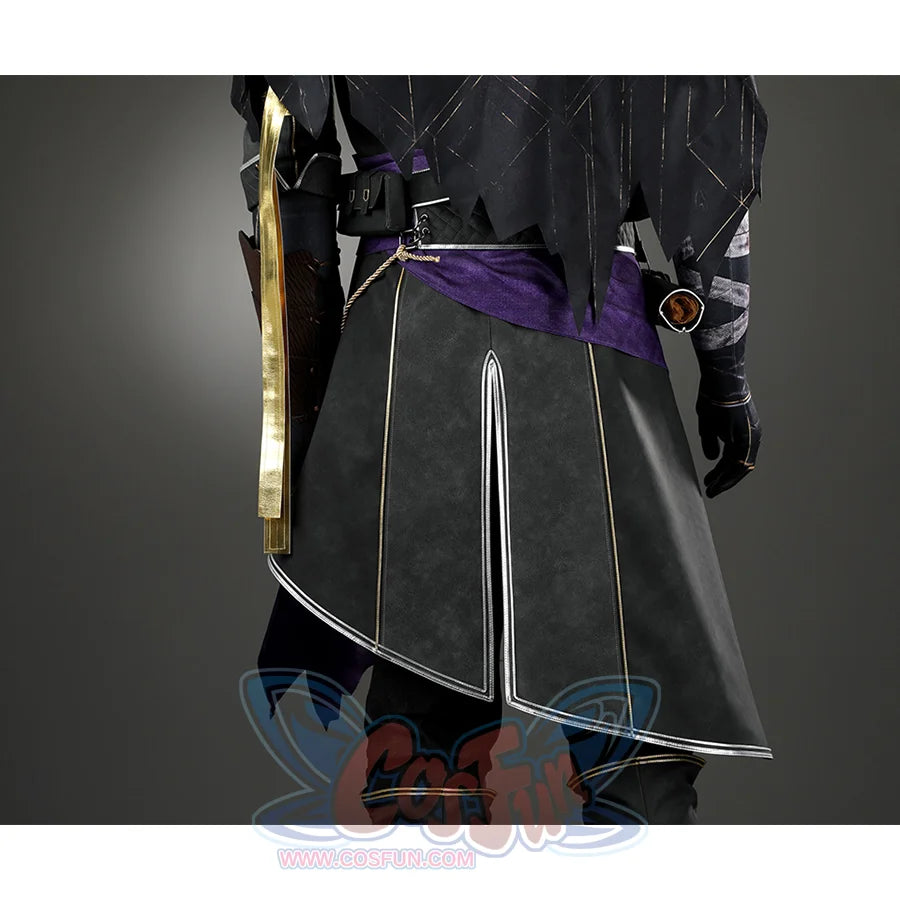Clair Obscur: Expedition 33 Verso Cosplay Coat, asymmetrical hem, back view.