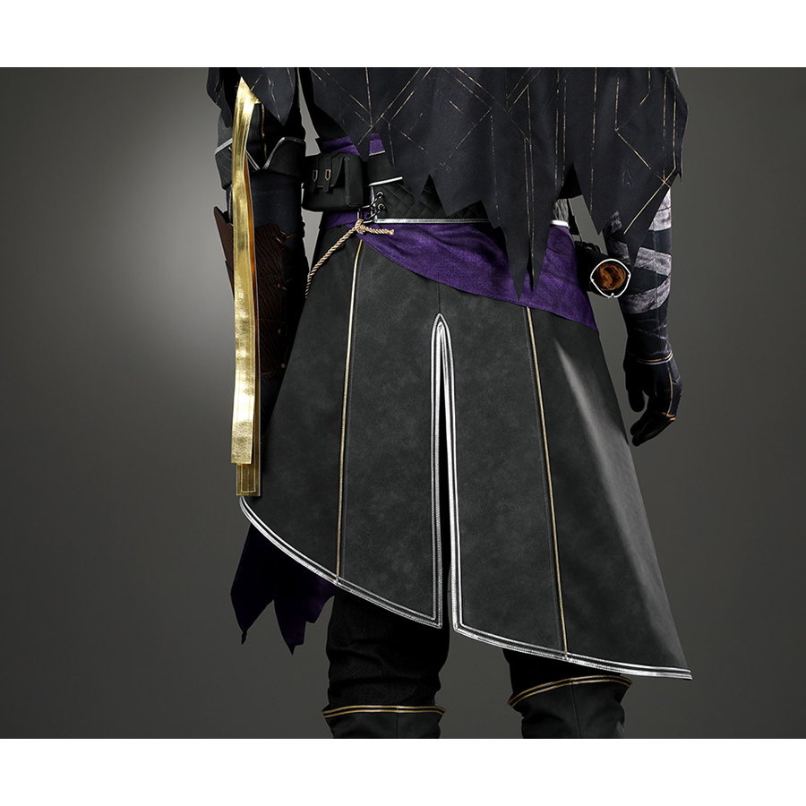 Clair Obscur: Expedition 33 Verso Cosplay Coat, asymmetrical hem, back view.