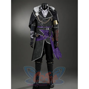 Clair Obscur: Expedition 33 Verso Cosplay Costume, black and purple outfit, front view.