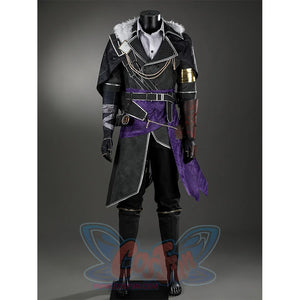 Clair Obscur: Expedition 33 Verso Cosplay Costume, black and purple outfit, front view.