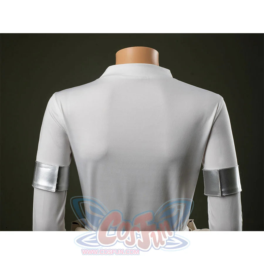 Close-up Padmé cosplay costume in white