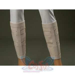 Close-up Padmé cosplay costume in white