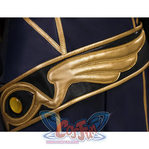 Code Geass: Lelouch of the Rebellion Suzaku Kururugi Knight of Zero Cosplay Costume decorate belt with exquisite gold wing trim.