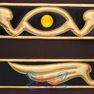 dark blue PU leather with gold edges, there are gold eyes and wings on it, the design exudes a sense of authority.