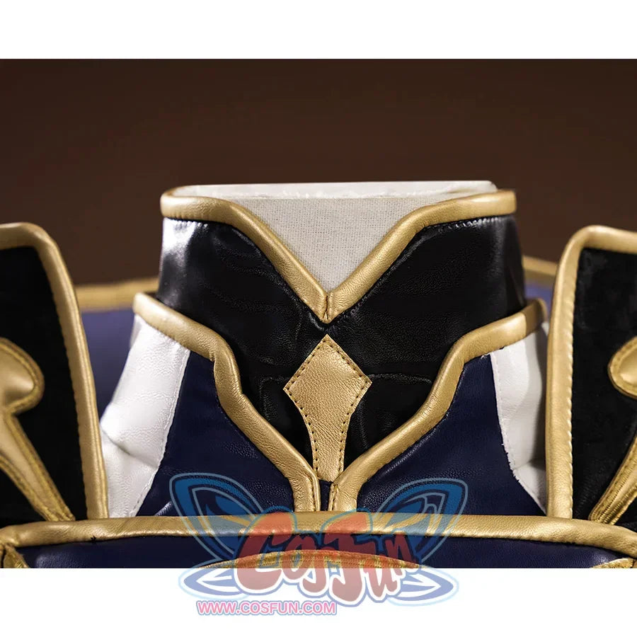 Knight of Zero Cosplay Costume use high collar design, mainly black, white and dark purple, also use exquisite gold trim.