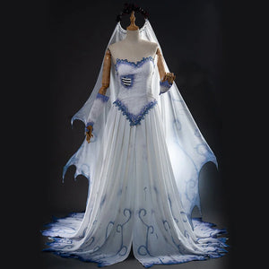 【READY】Corpse Bride Emily Cosplay Costume Halloween Dress N08774 S Costumes