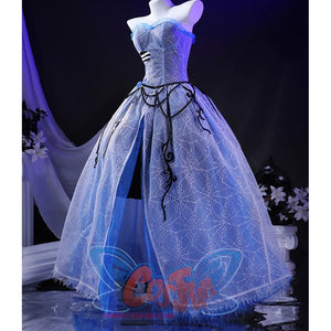 Corpse Bride Emily Cosplay Costume, double-layered skirt with front slit design,side view