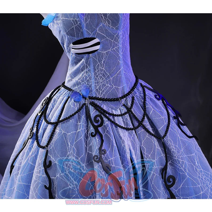 Corpse Bride Emily Cosplay Costume, black waist chains with butterfly decoration