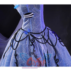 Corpse Bride Emily Cosplay Costume, black waist chains with butterfly decoration