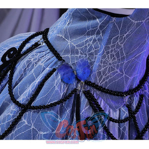 Corpse Bride Emily Cosplay Costume, waist chains has a blue butterfly decoration on it