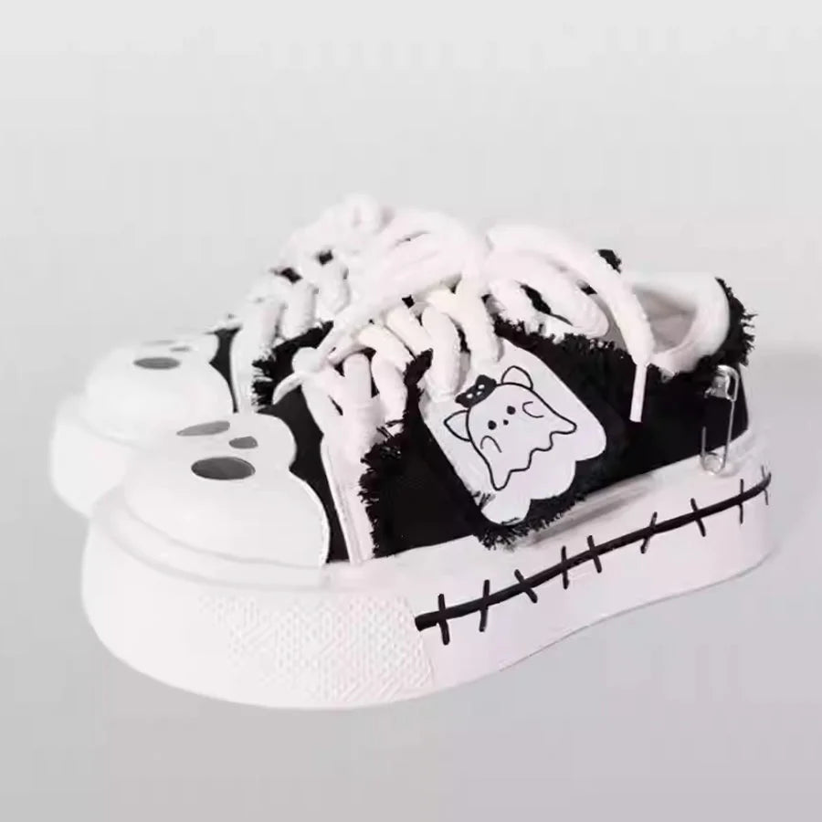 Cute Ghost Harajuku Platform  Japanese Subculture Girls Canvas Shoes