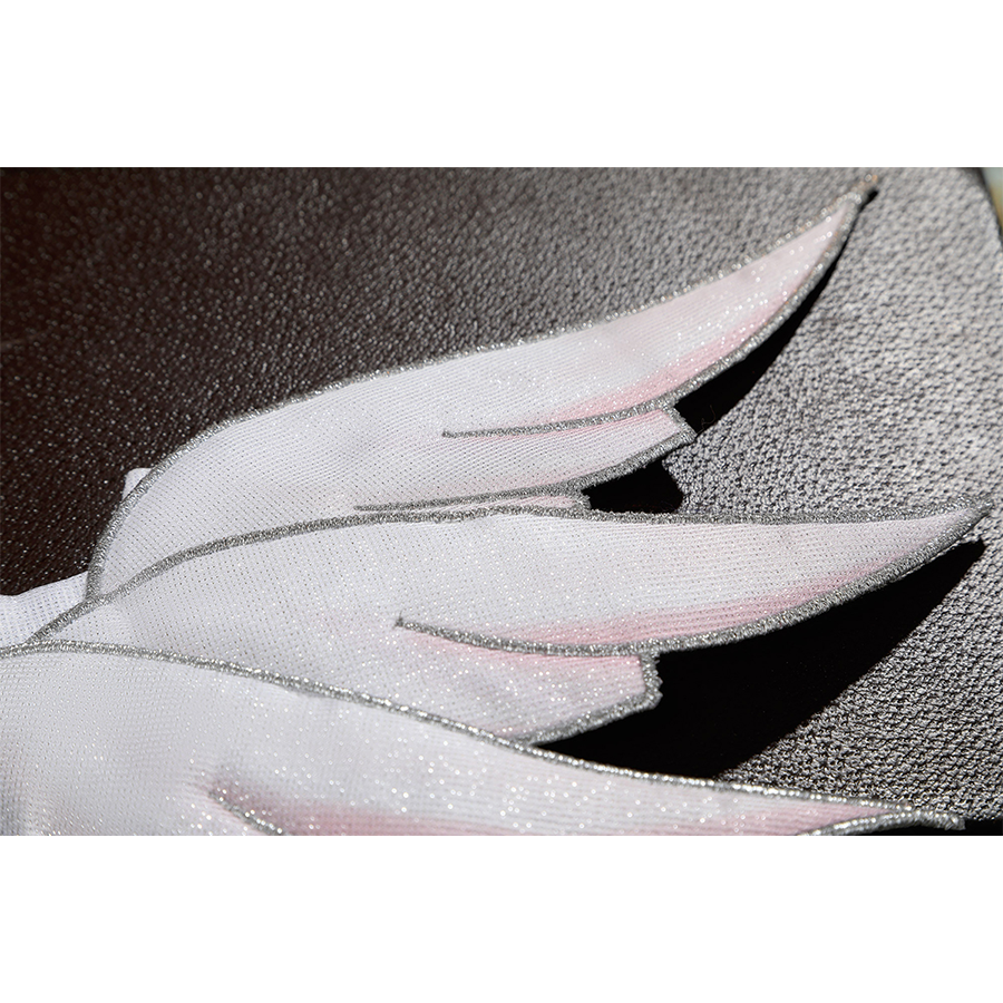 White feathered sleeve detail with pink edges for DNA Duet Night Abyss Truffle cosplay costume