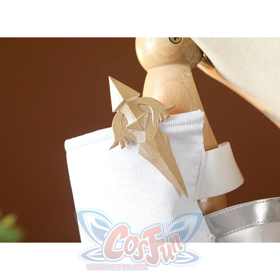 Golden shoulder armor with white feathers for DNA Duet Night Abyss Truffle cosplay costume piece