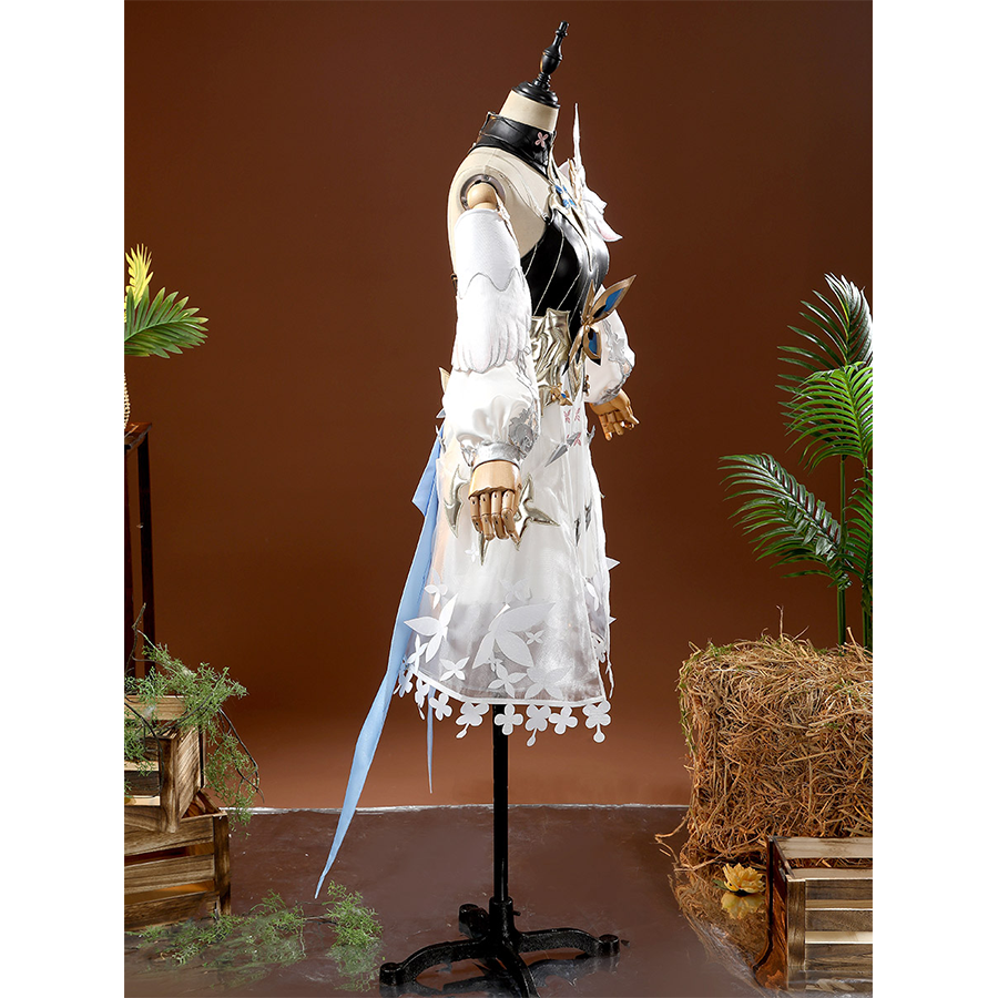 Side profile of DNA Duet Night Abyss Truffle cosplay costume with ornate shoulder details