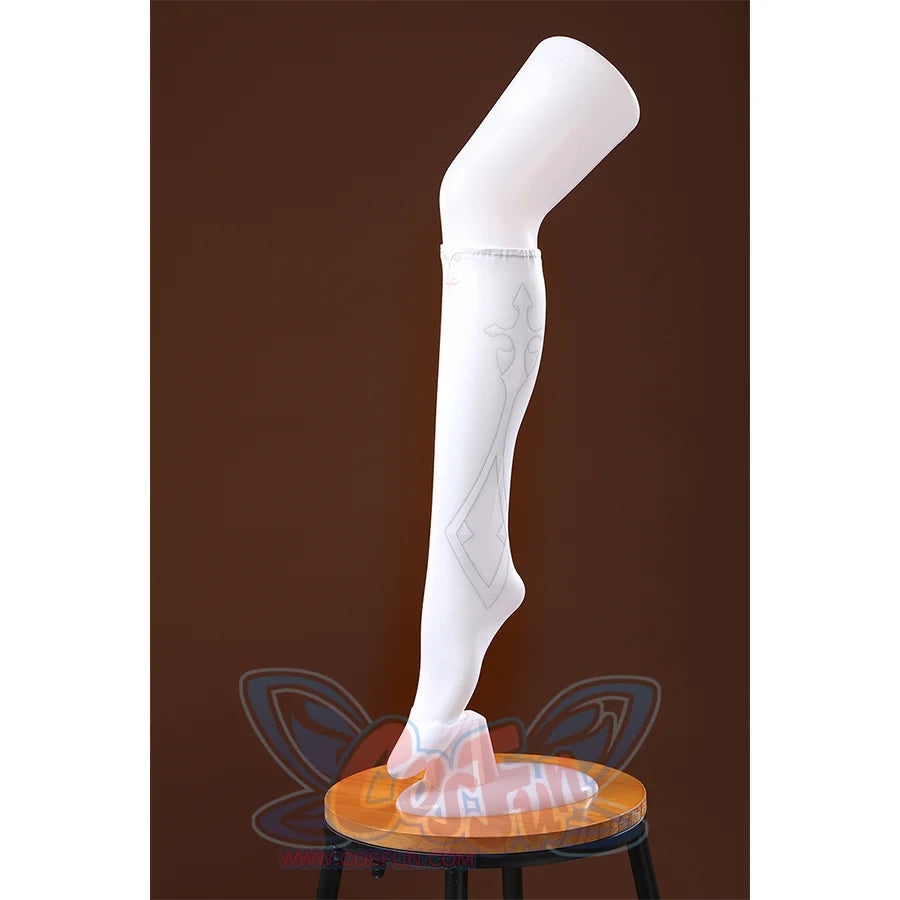White decorative socks with pattern for DNA Duet Night Abyss Truffle cosplay costume legwear piece