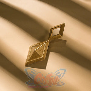 Dan Heng Permansor Terrae Cosplay Costume, a gold decoration composed of two rhombuses.