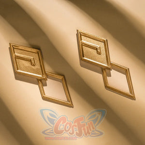 Dan Heng Permansor Terrae Cosplay Costume, a gold decoration composed of two rhombuses.