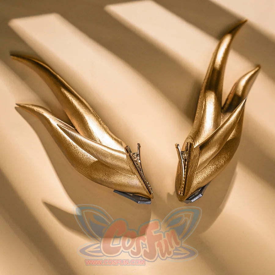 Dan Heng Permansor Terrae Cosplay Costume, gold dragon horn decoration.