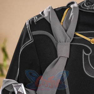 Dan Heng Permansor Terrae Cosplay Costume, gray cloth strap tied on right shoulder.